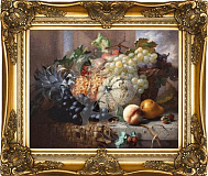 Картина "Фрукты в корзине с тыквой" 41*51см + багет №14