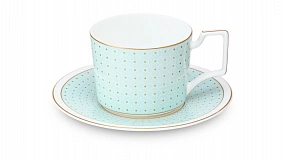 Набор чашек кофейных с блюдцами Decor de table Бирюза 100 мл, 2 шт, фарфор костяной, п/к на магните